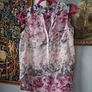 45. Denver Hayes Satin Floral Sleeveless Top